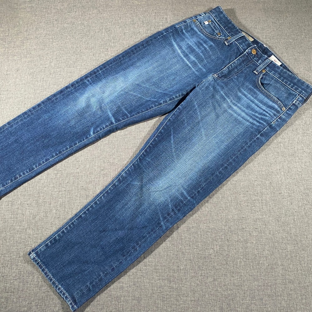 AG Adriano Goldschmied The Drew Boyfriend Jeans Womens 27 Blue Straight Leg Aged
